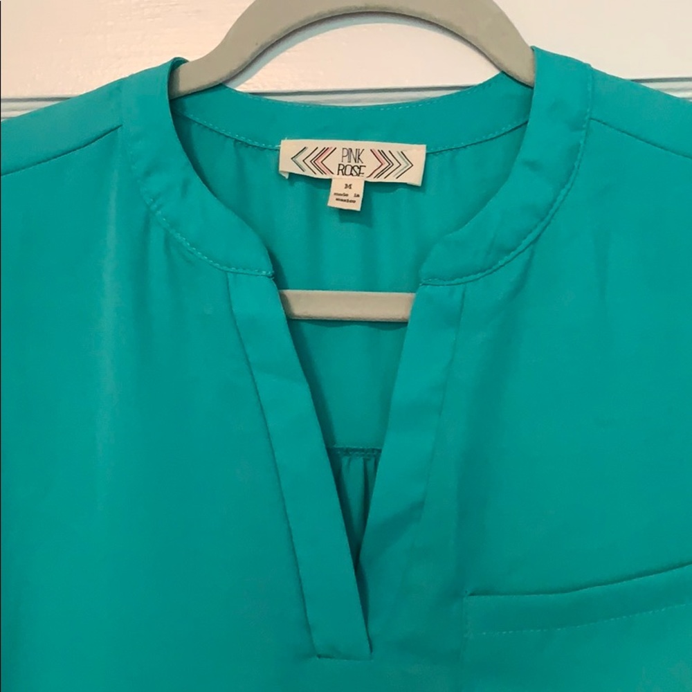 Seafoam Green-Turquoise blouse - size M - Picture 2 of 6